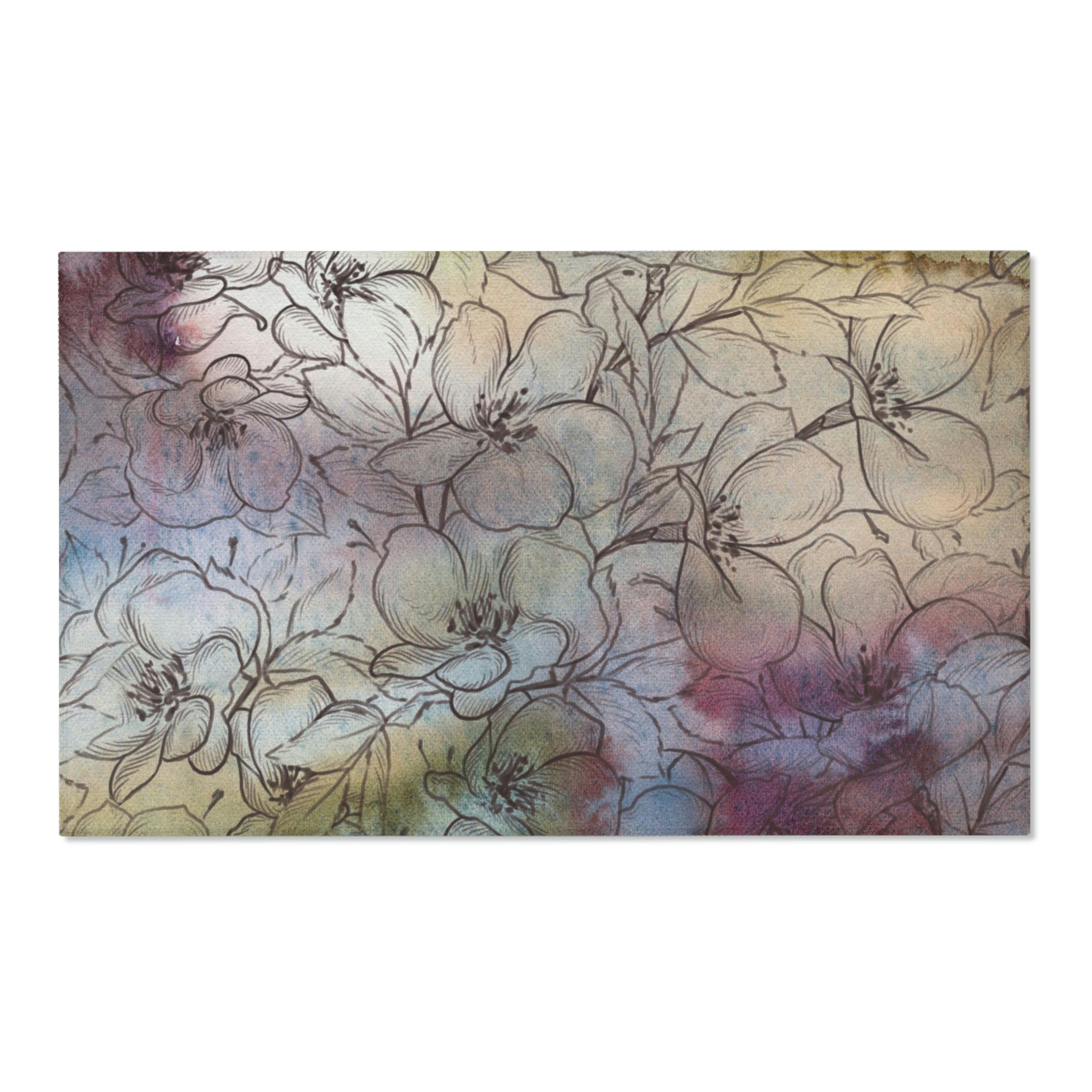 Floral Area Rug | Earthy Abstract Line Art