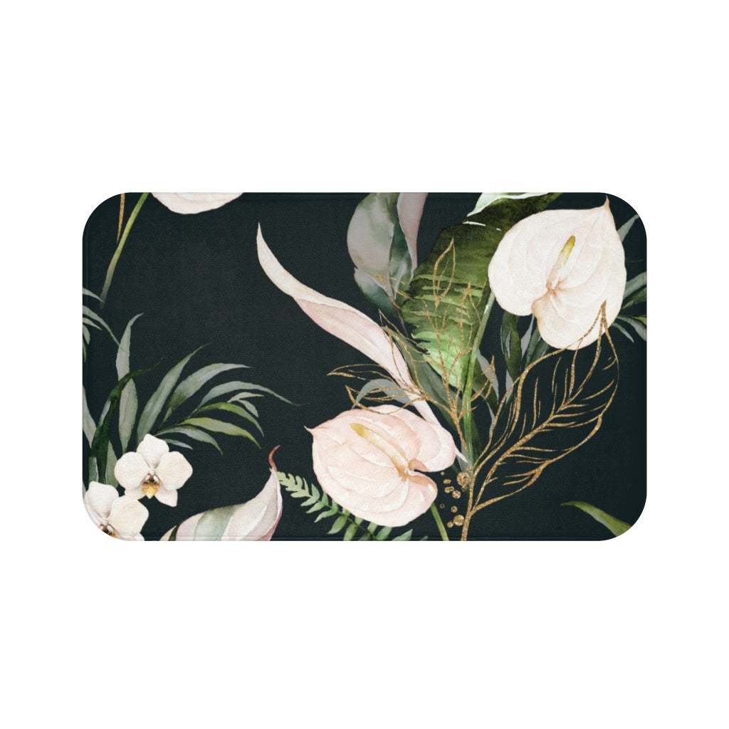 modern floral bath mat