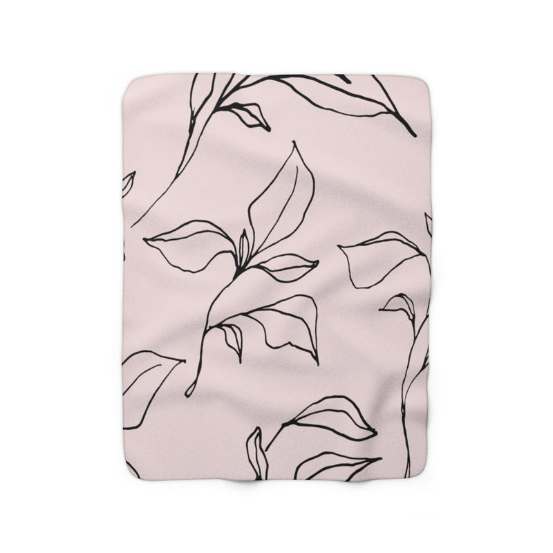 Black Blush Pink, One Line Art, Floral Blanket