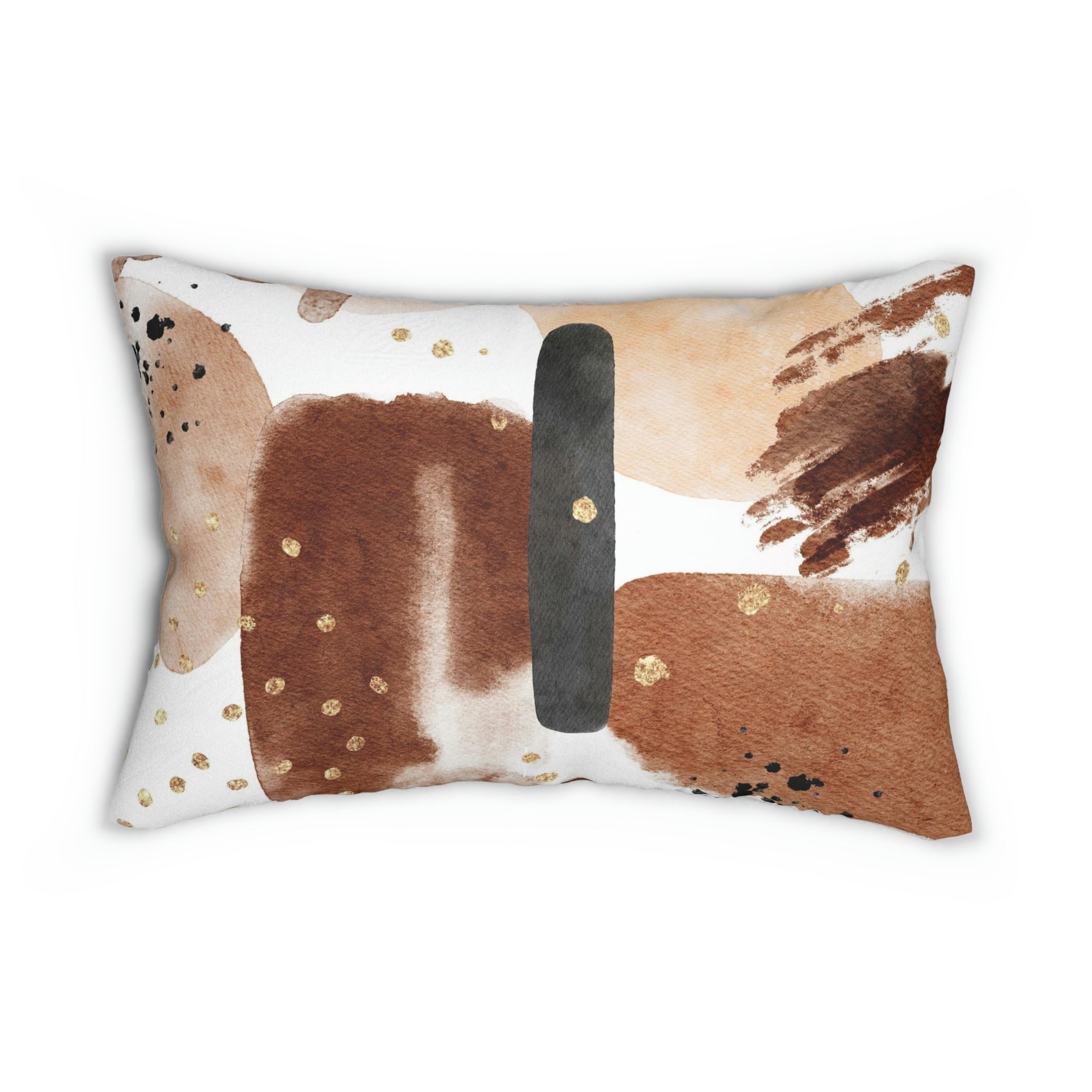 Abstract Boho Lumbar Pillow | Earthy Neutral Beige Black