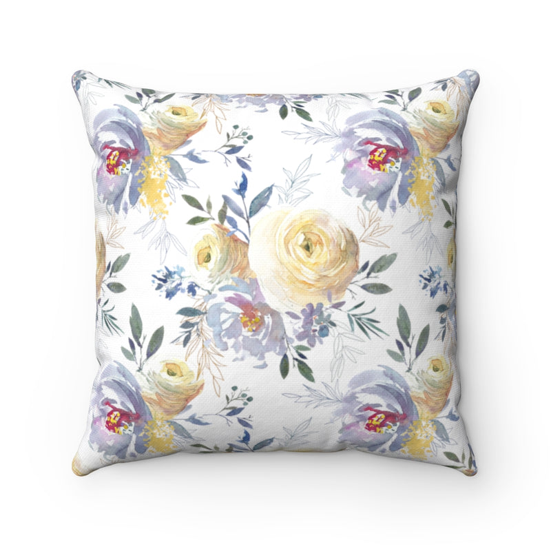 Floral Boho Pillow Cover | Pastel Lavender Blue Gold Yellow White