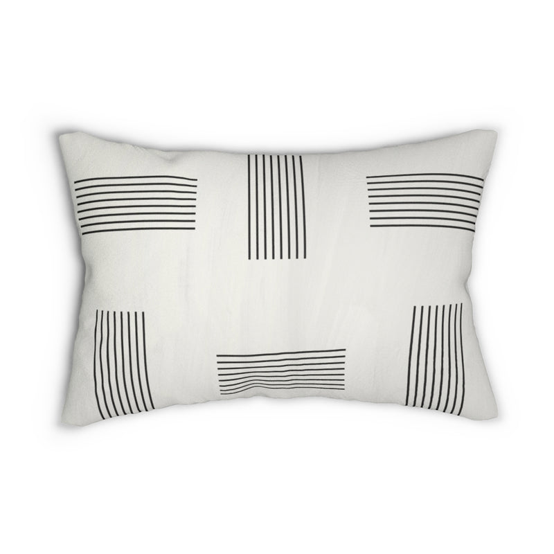 Geometric Boho Lumbar Pillow | White Black