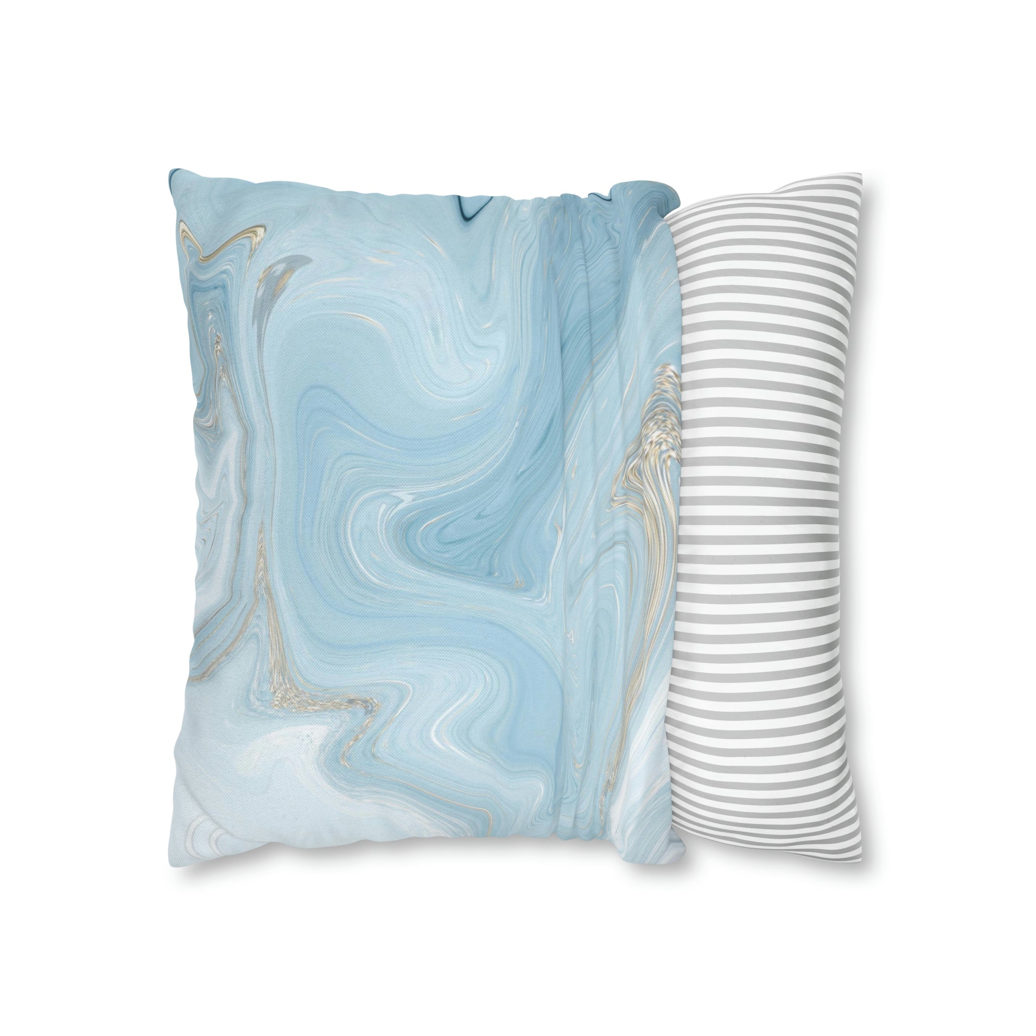 Abstract Pillow Cover | Pale Sky Blue Marble Print