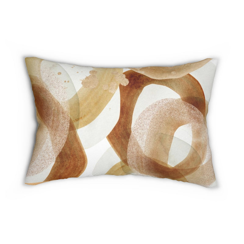 Abstract Boho Lumbar Pillow | White Rust Orange