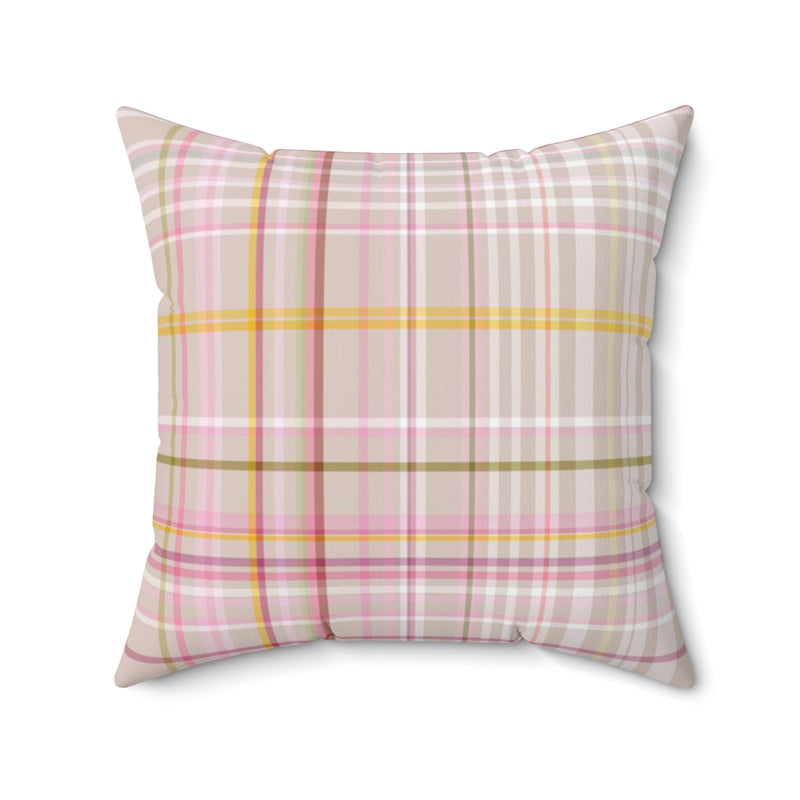 Abstract Pillow Cover | Plaid Pink Yellow