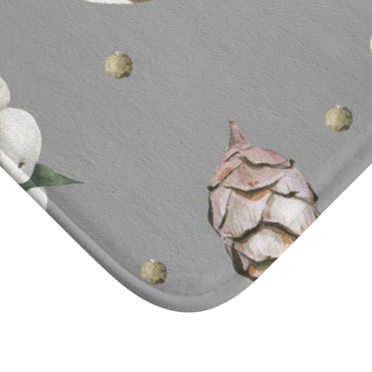 Christmas Bath Mat | Gray Delicate Cotton Flowers