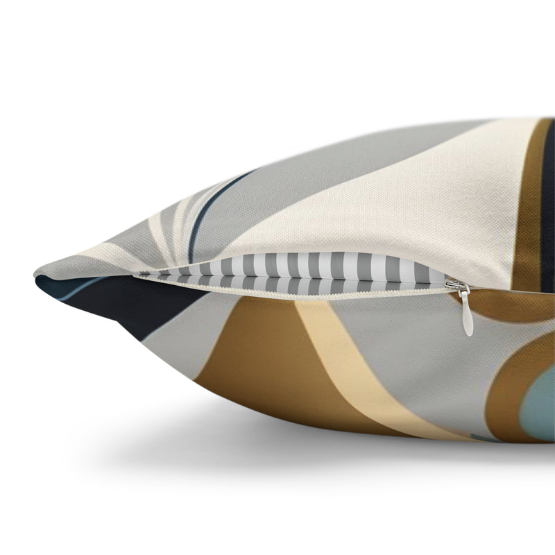 Abstract Boho Pillow Cover | Teal Navy Blue, Gold Beige