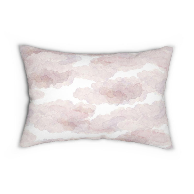 Abstract Boho Lumbar Pillow | Pastel Pink White