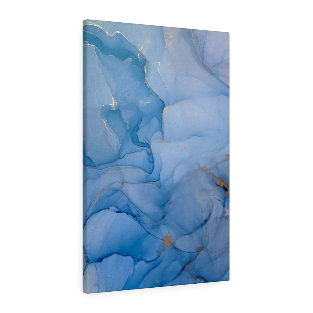 Abstract Canvas Art | Blue Grey Gold