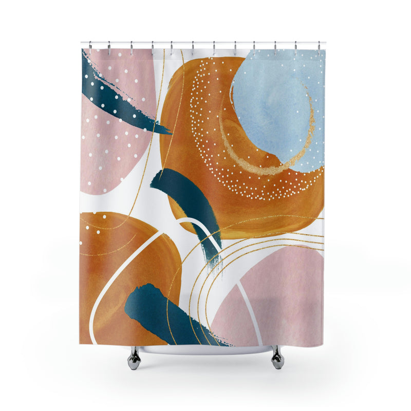 Abstract Shower Curtain | Burnt Orange, Pink