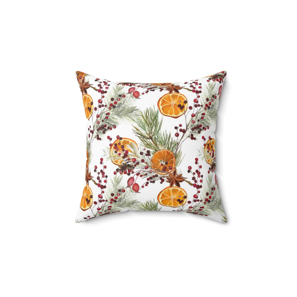 Christmas Square Pillow Cover | White Citrus Pine Needles