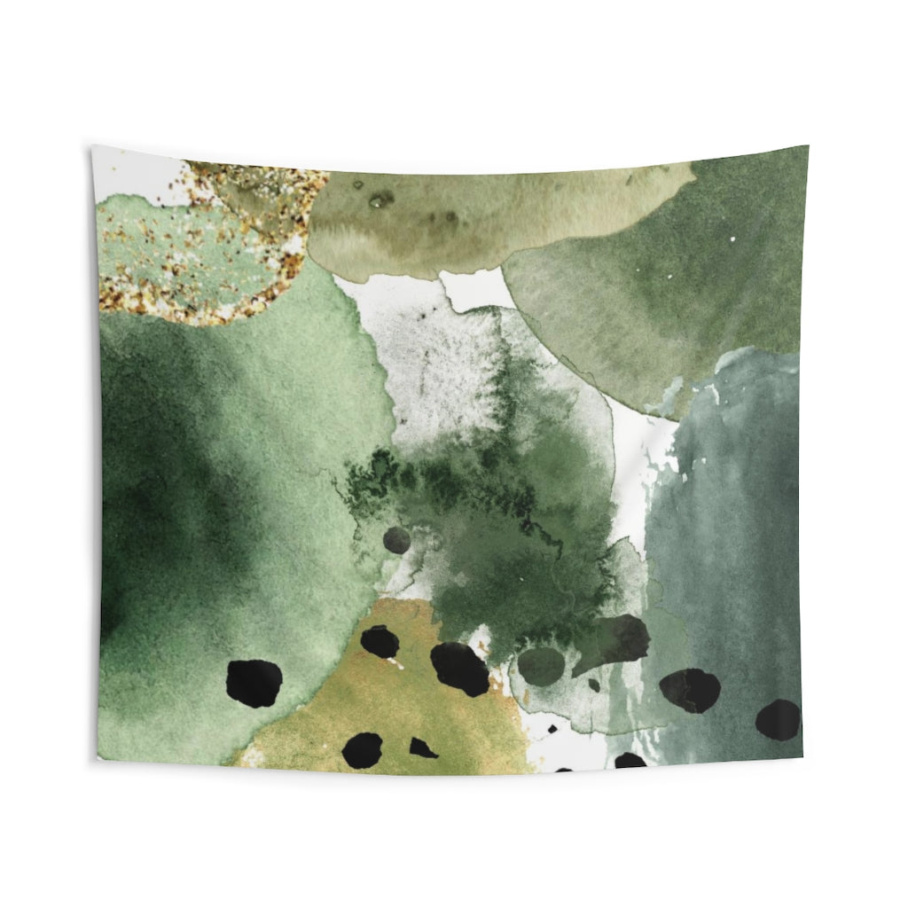 Abstract Tapestry | White Green Black Gold