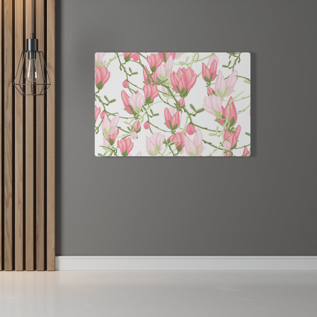 FLORAL CANVAS ART | White Pink Green