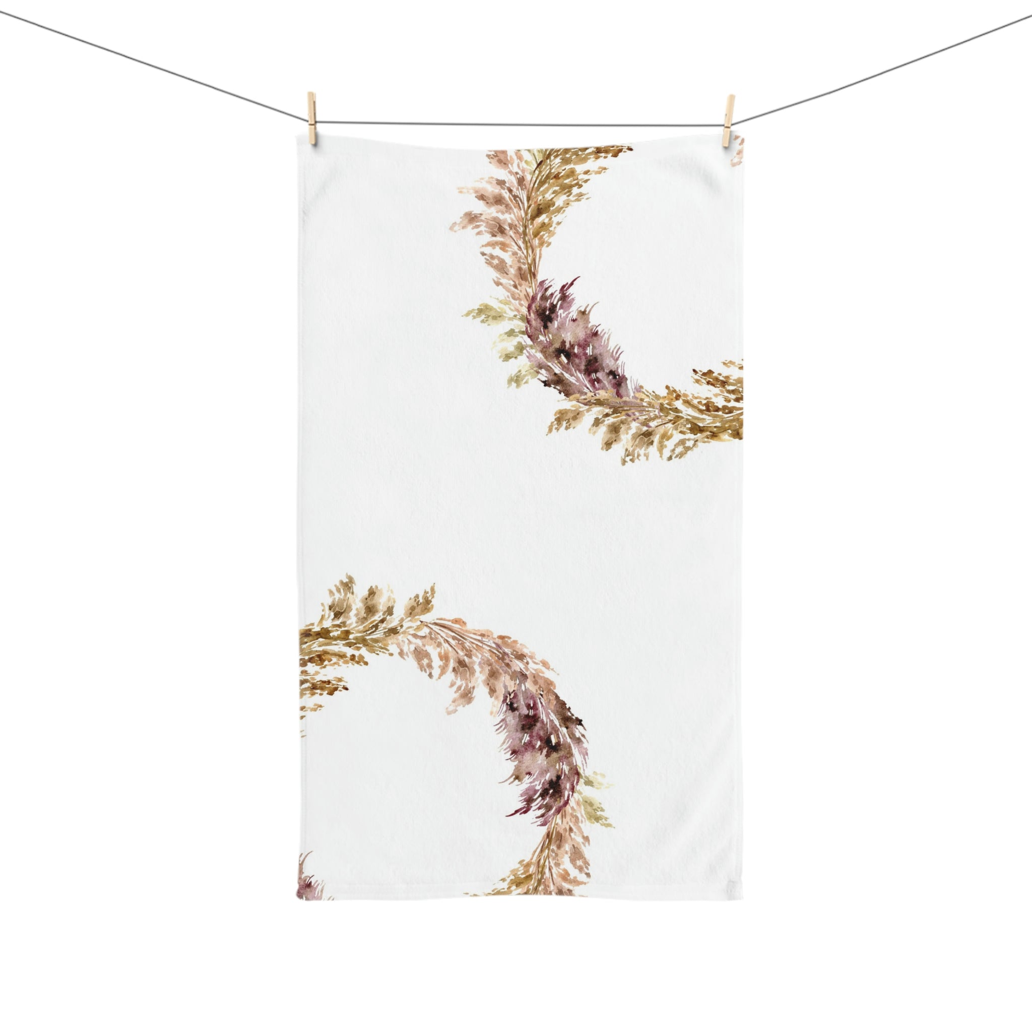 Floral Kitchen, Bath Hand Towel | Pink Beige White Pampas