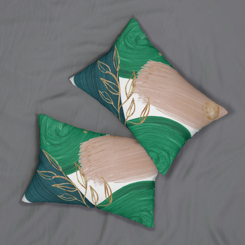 Abstract Lumbar Pillow | Green Beige