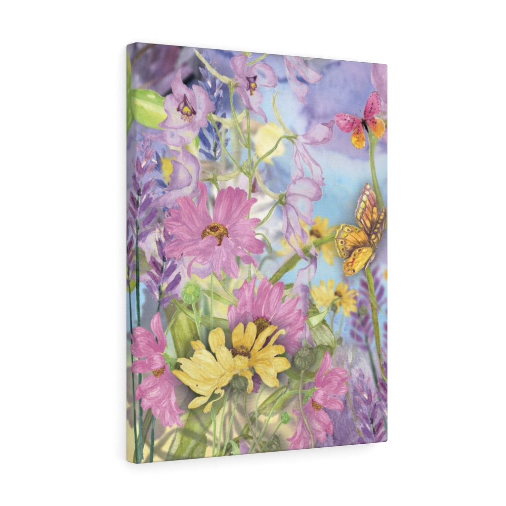 FLORAL WALL CANVAS ART | Purple Pink Yellow