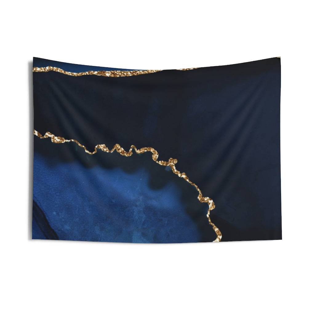 Abstract Tapestry | Royal Indigo Blue Gold