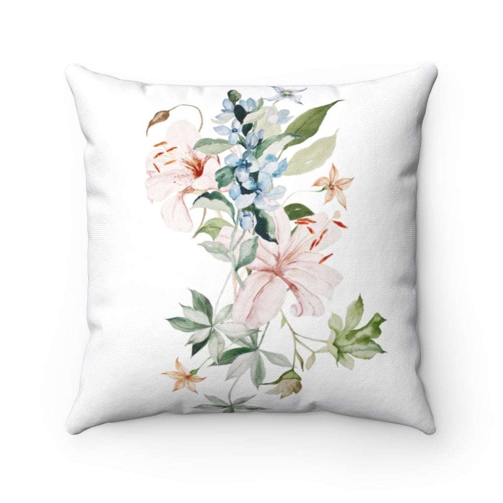 Boho Pillow Cover | Yelllow Pink Blue Leaves Flowers