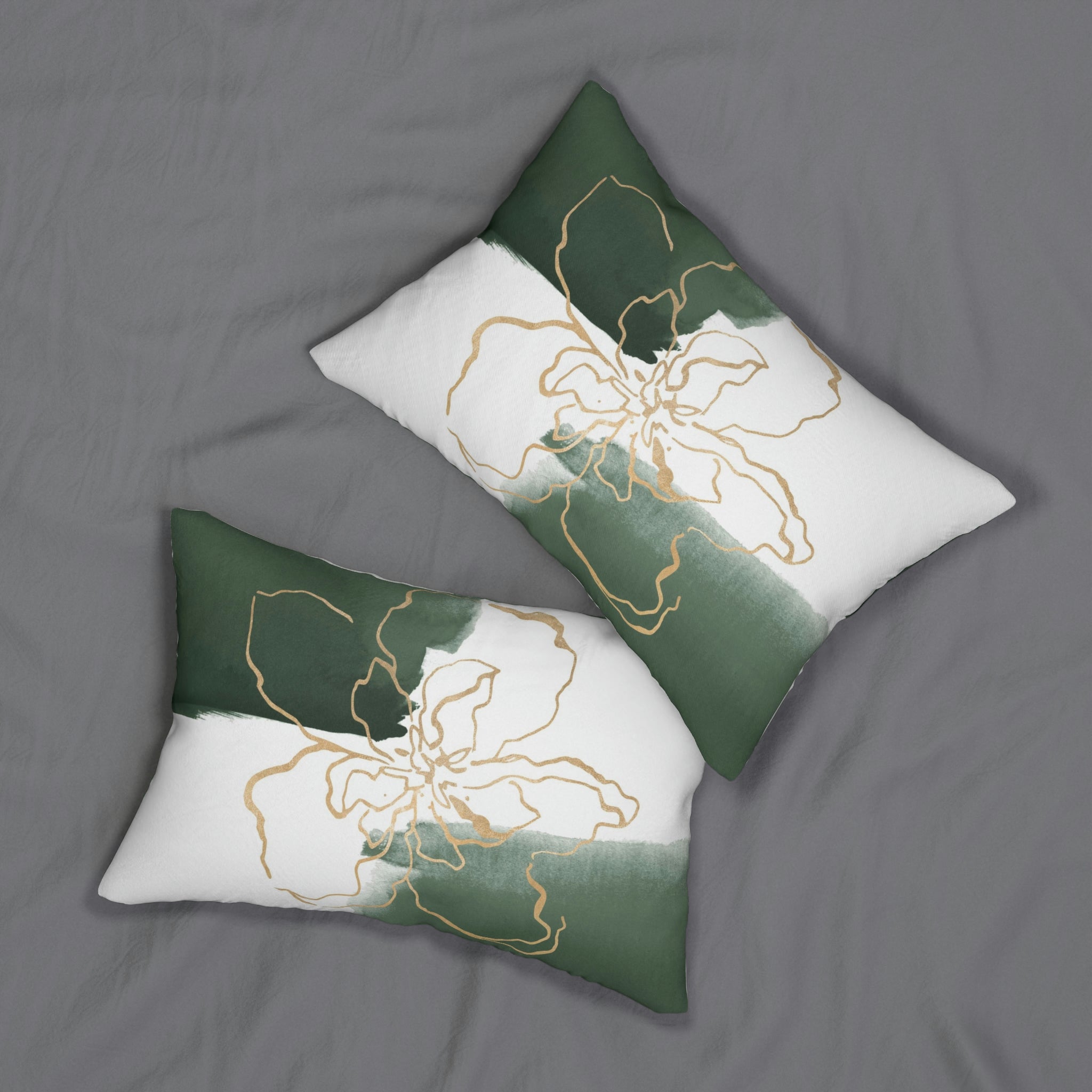 Abstract Lumbar Pillow | Sage Green White