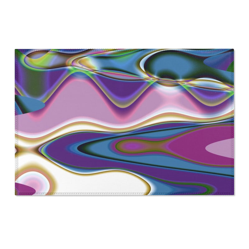 Abstract Area Rug | Blue Purple Green Swerve Lines