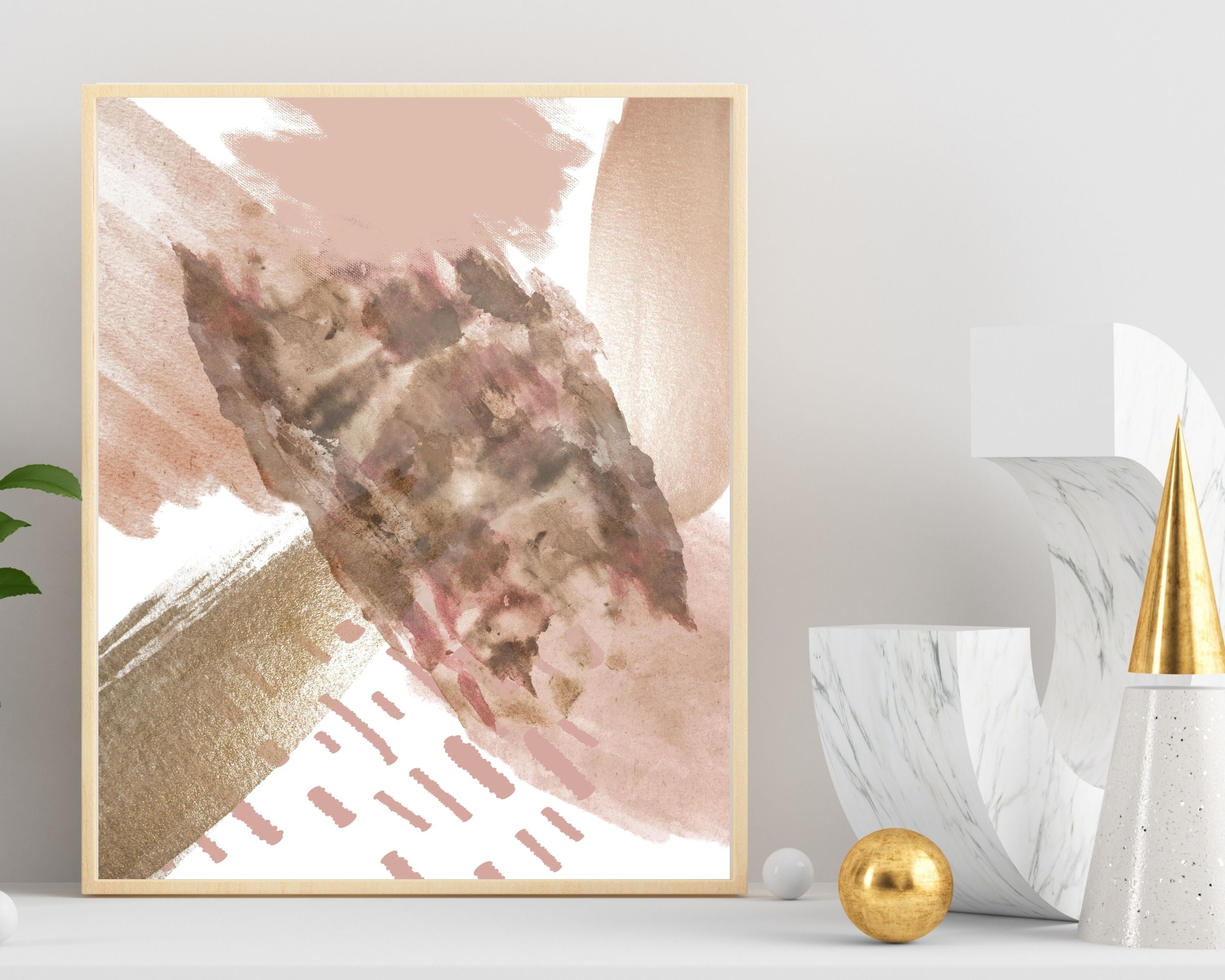 Abstract Boho Art Prints | Bronze Rose Gold