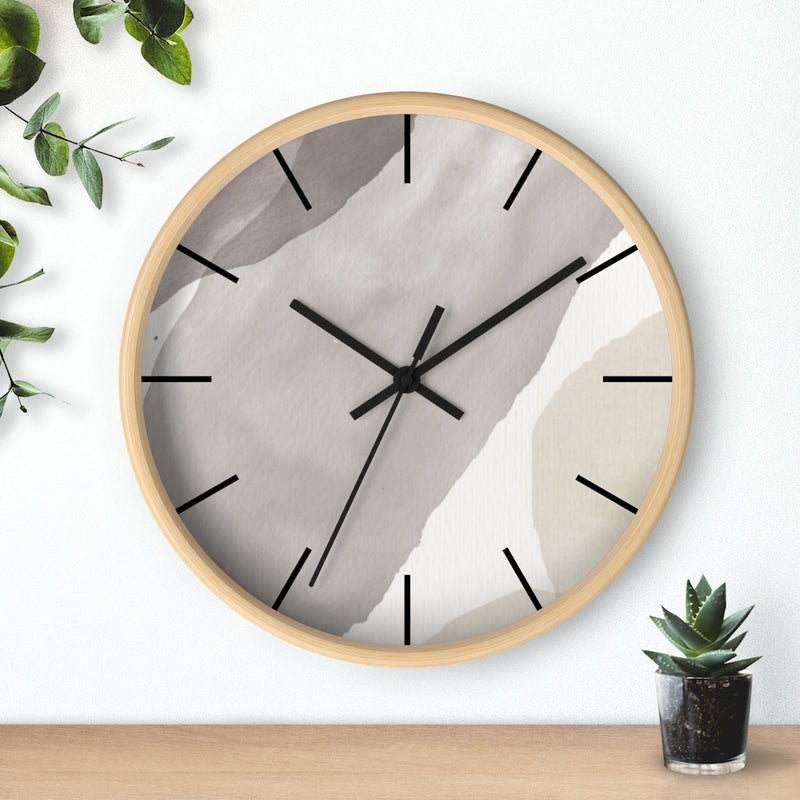 Wood,  Wall Clock, Gray Black 10"