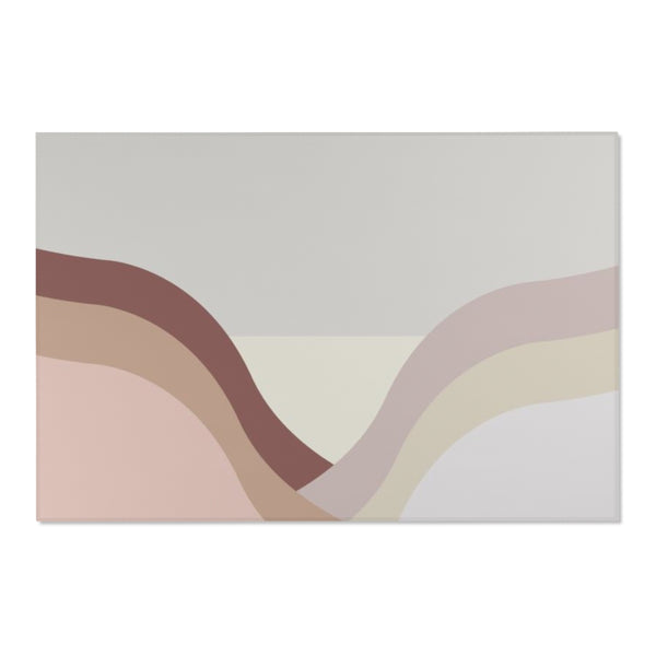 Abstract Boho Area Rug | Beige Gray Brown Pink Hills