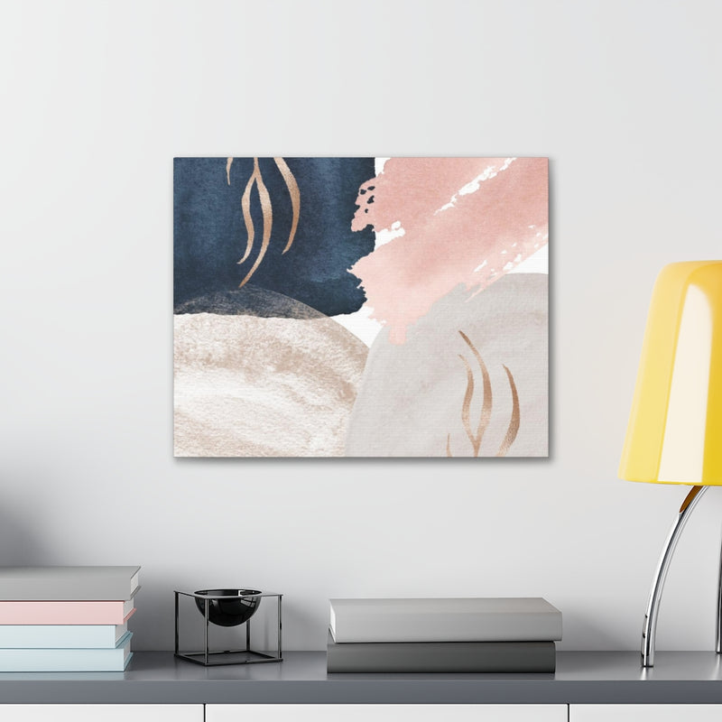 Abstract Canvas Wall Art | Navy Blush Pink Cream