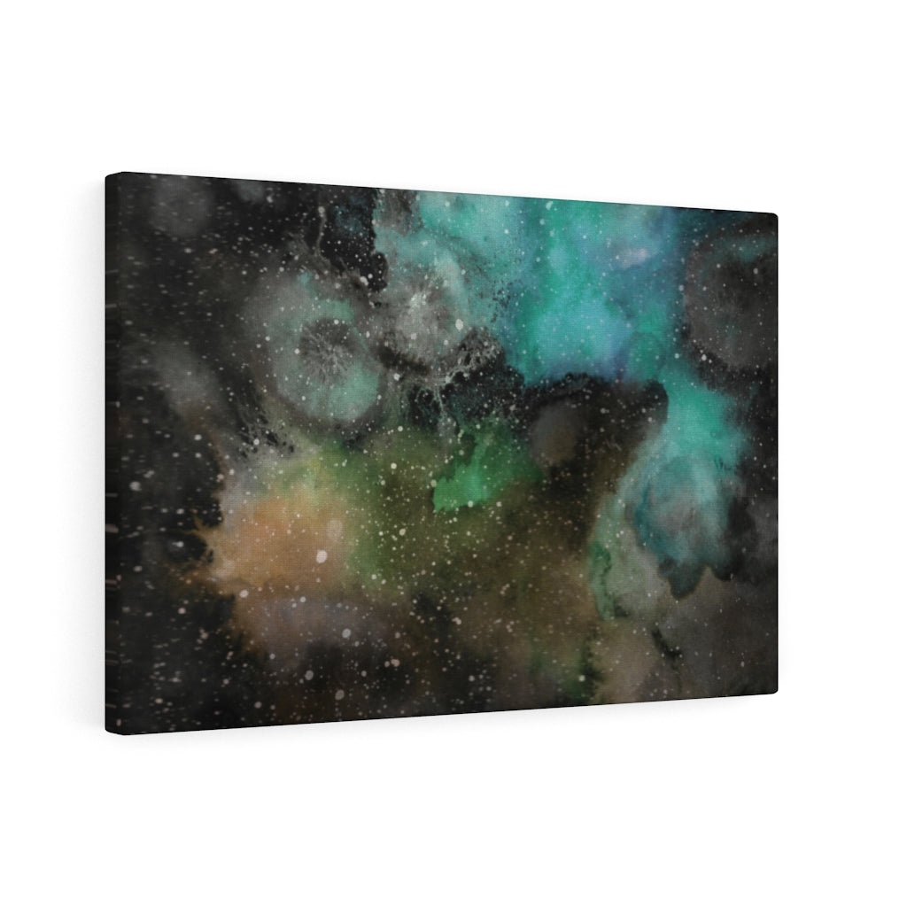 ABSTRACT WALL CANVAS ART | Black Yellow Teal Galaxy