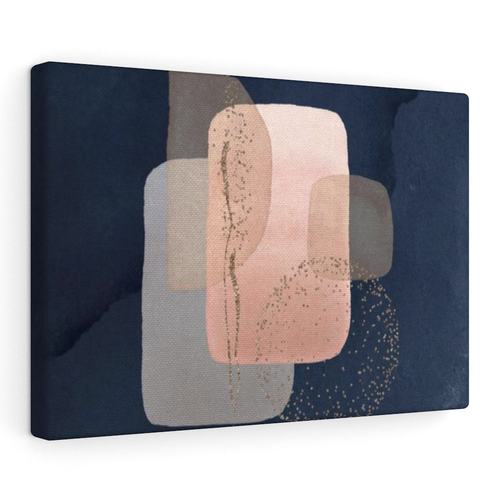 ABSTRACT WALL CANVAS ART | Blush Pink Grey Navy Blue Gold