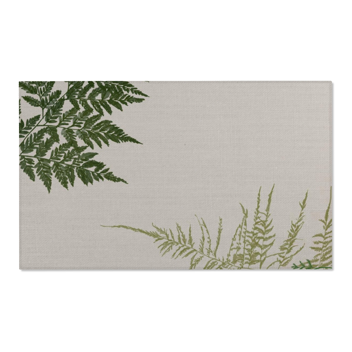 Floral Area Rug | Beige Gray Green Ferns