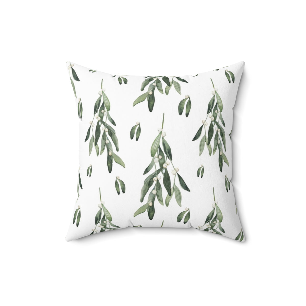 Christmas Square Pillow Cover | White Winter Leaves