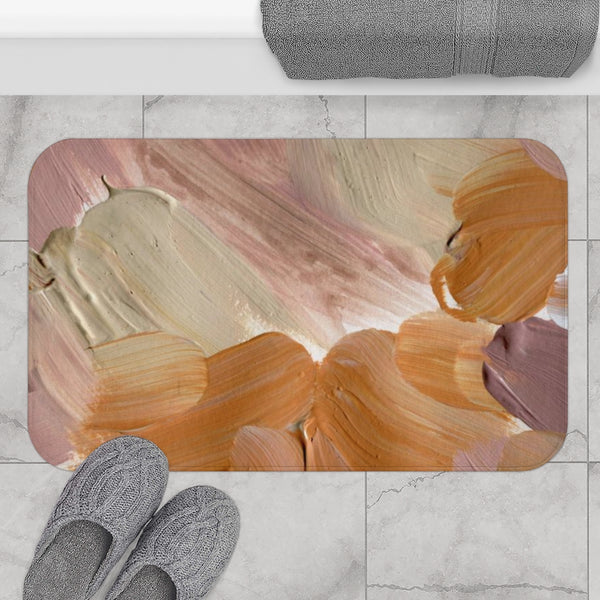 Abstract Bath Mat | Beige Rose Pink