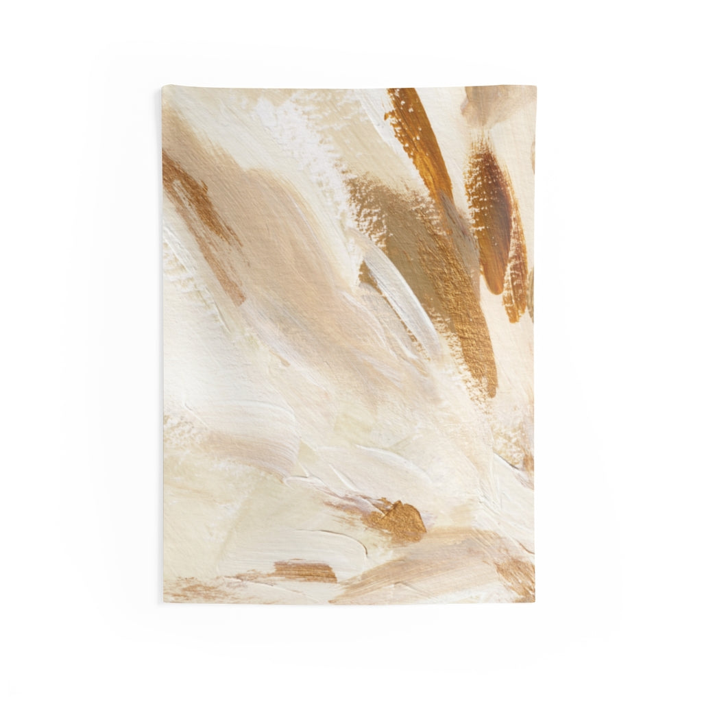 Abstract Tapestry | White Beige Yellow Paint Strokes