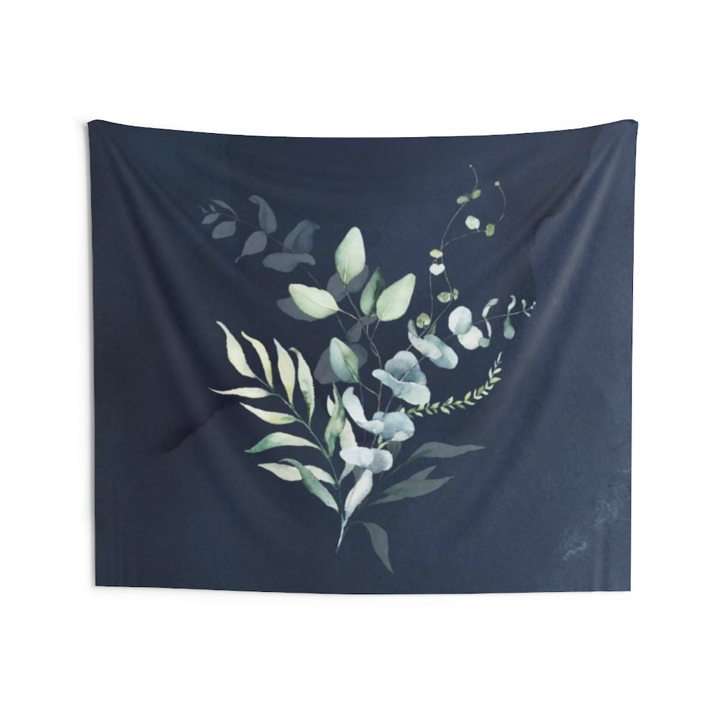 Floral Tapestry | Navy Blue Eucalyptus Leaves