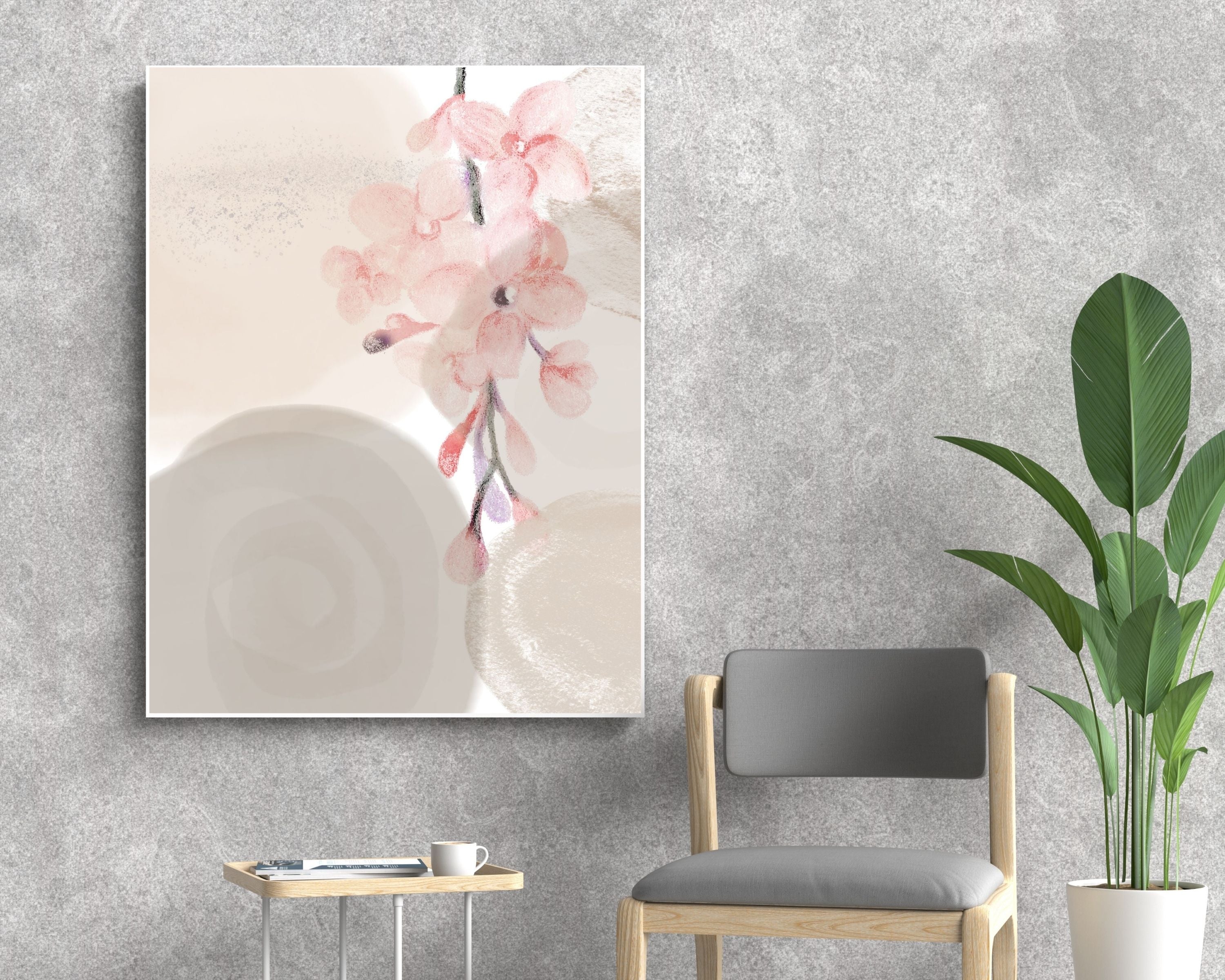 Abstract Boho Art Prints | Blush Pink Cream Floral