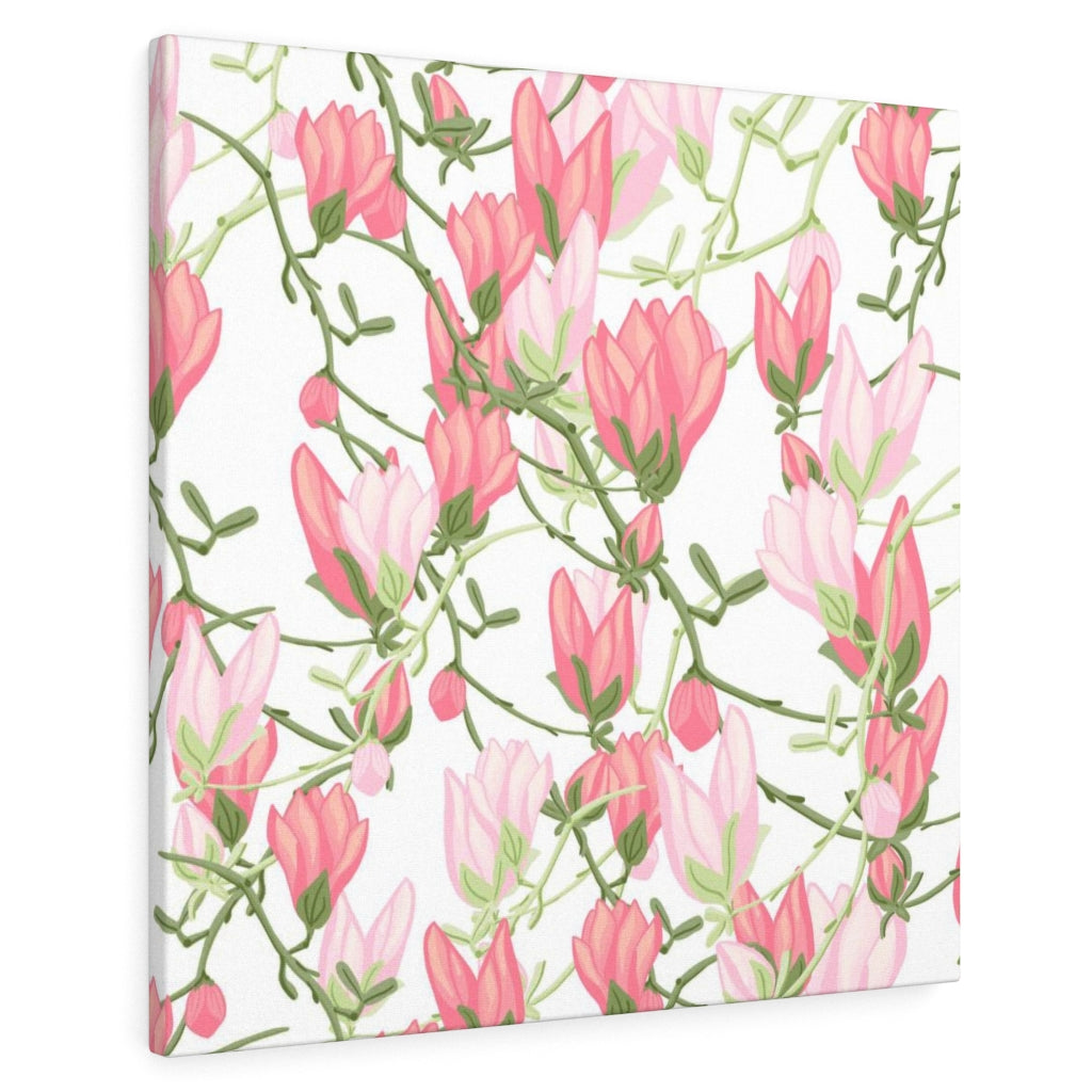 FLORAL CANVAS ART | White Pink Green