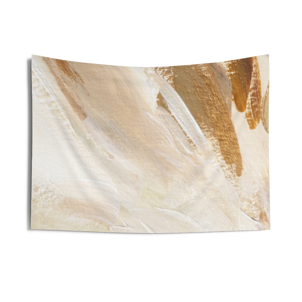 Abstract Tapestry | White Beige Yellow Paint Strokes