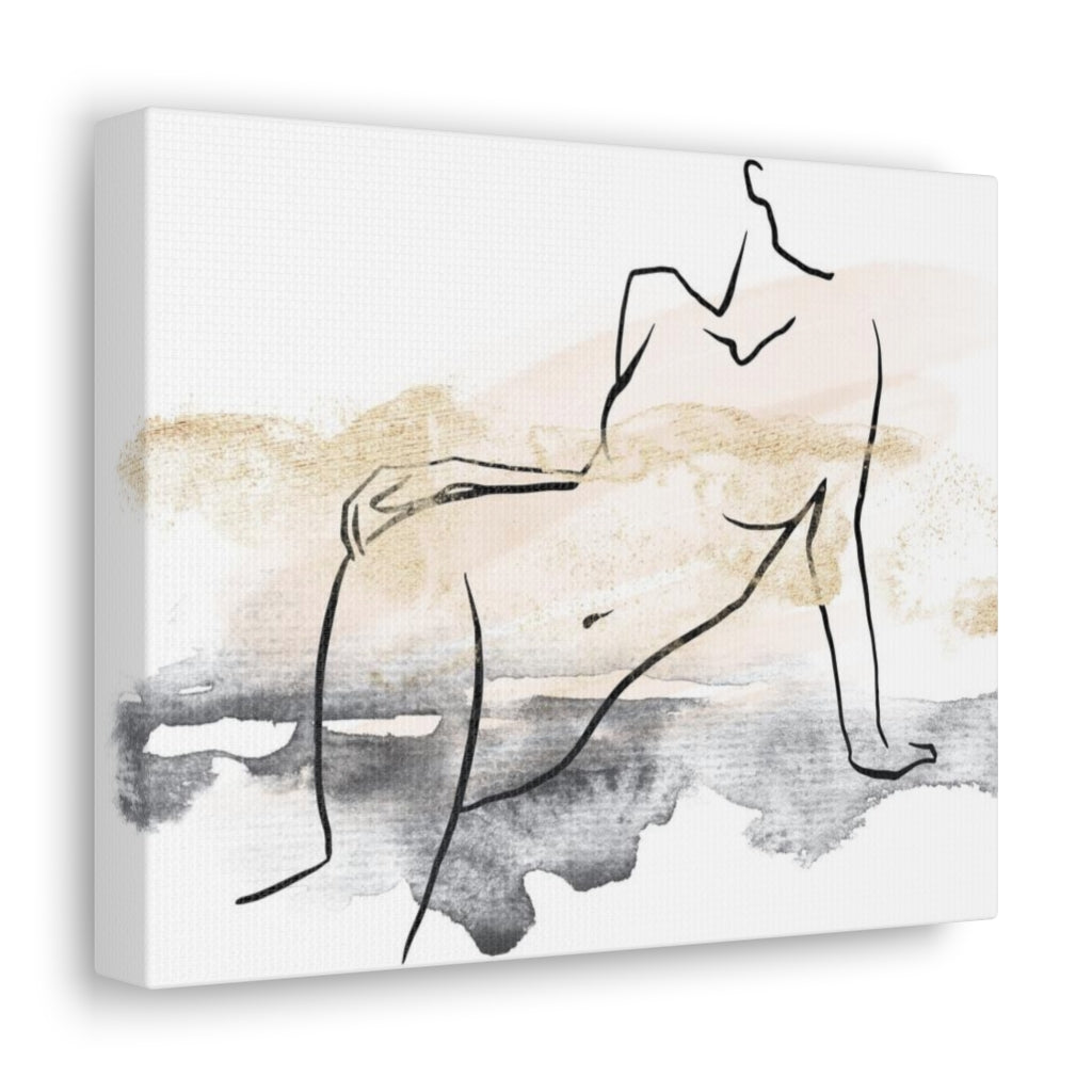 Abstract Canvas Wall Art | White Ombre Female Art