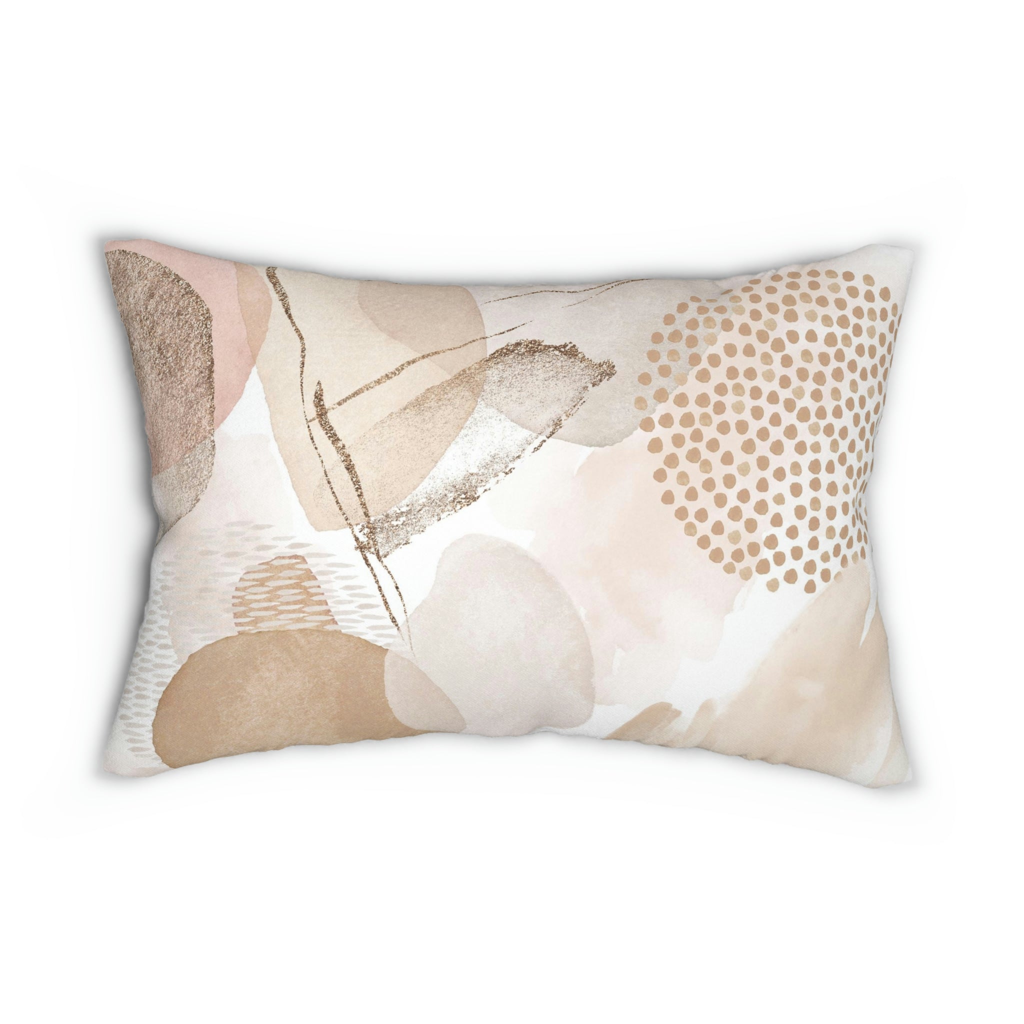 Beige Lumbar Pillow | Abstract Pastel Blush Beige Pink White