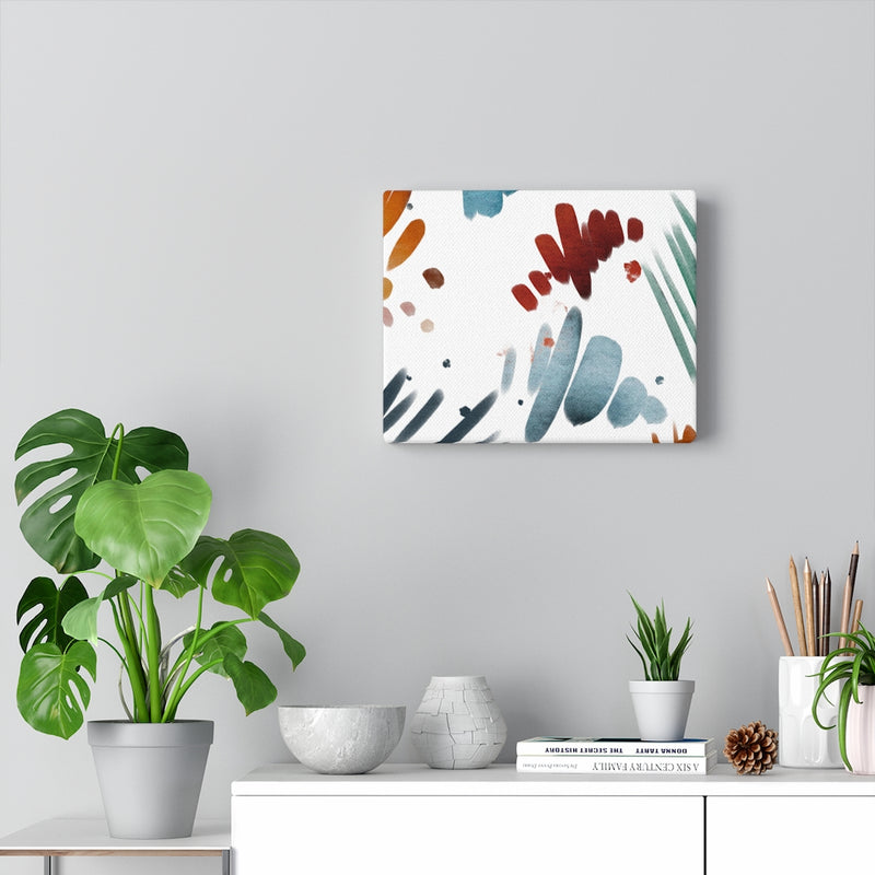 Abstract Canvas Art | White Dusty Blue Green Rust Yellow