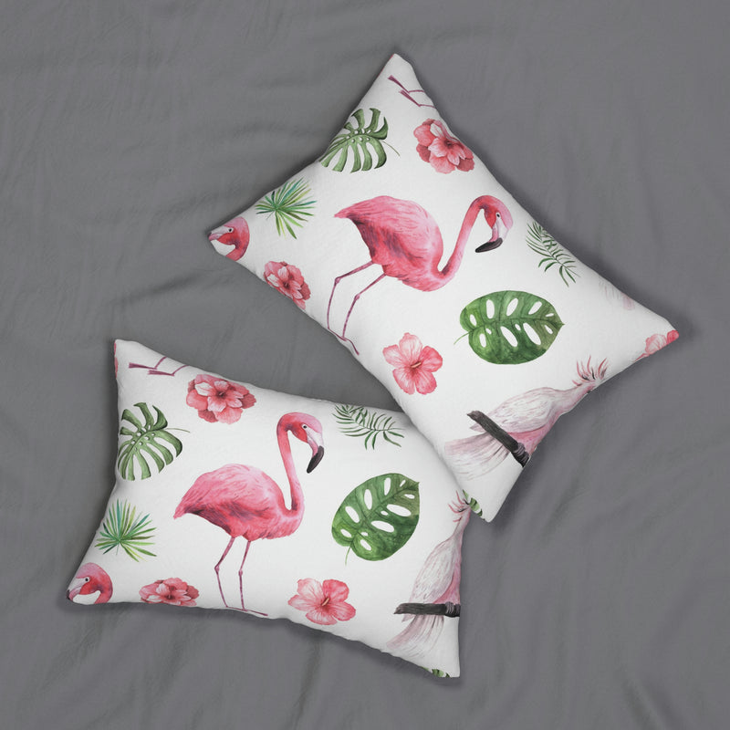 Floral Lumbar Pillow | Pink Flamingo, Leaves