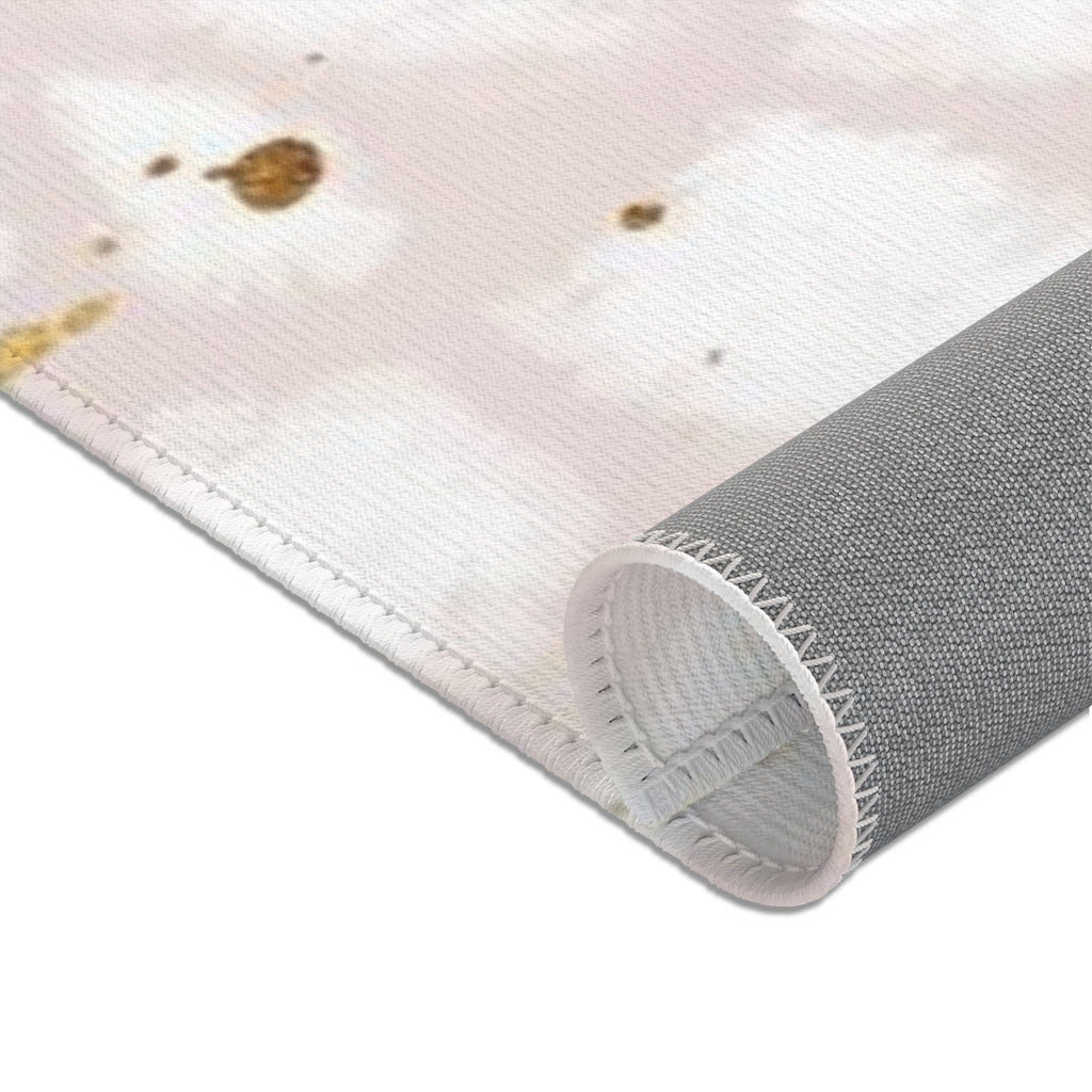 Boho Area Rug |  Blush Pink White Gold