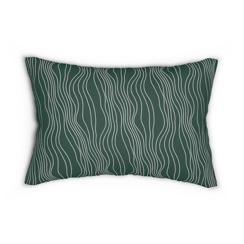 Abstract Lumbar Pillow | Forest Green White
