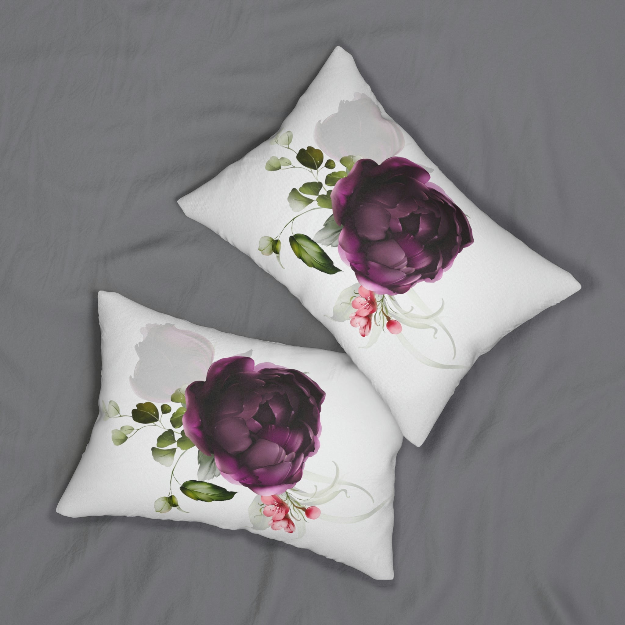 Floral Lumbar Pillow | Lilac Purple Peony