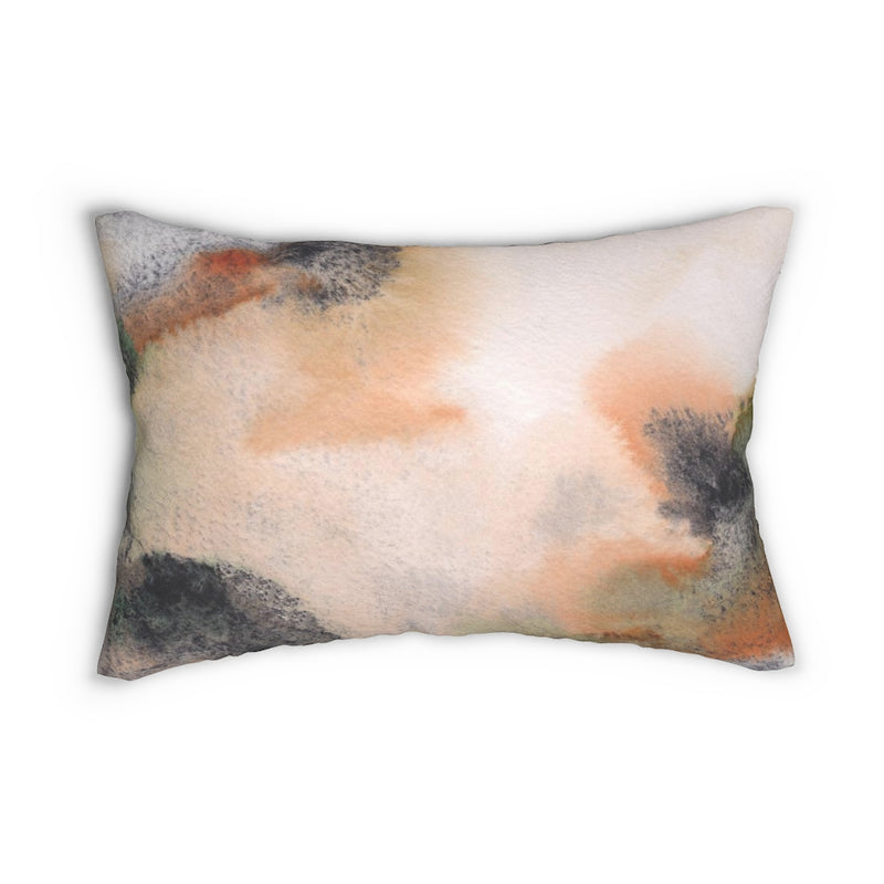Abstract Boho Lumbar Pillow | Peach Orange Black