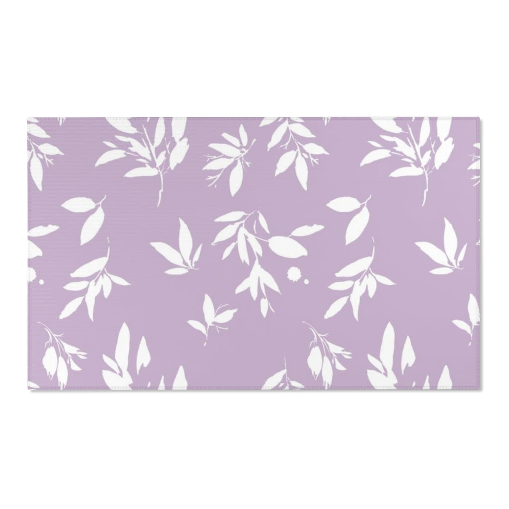 Boho Area Rug | Lavender White Leaves