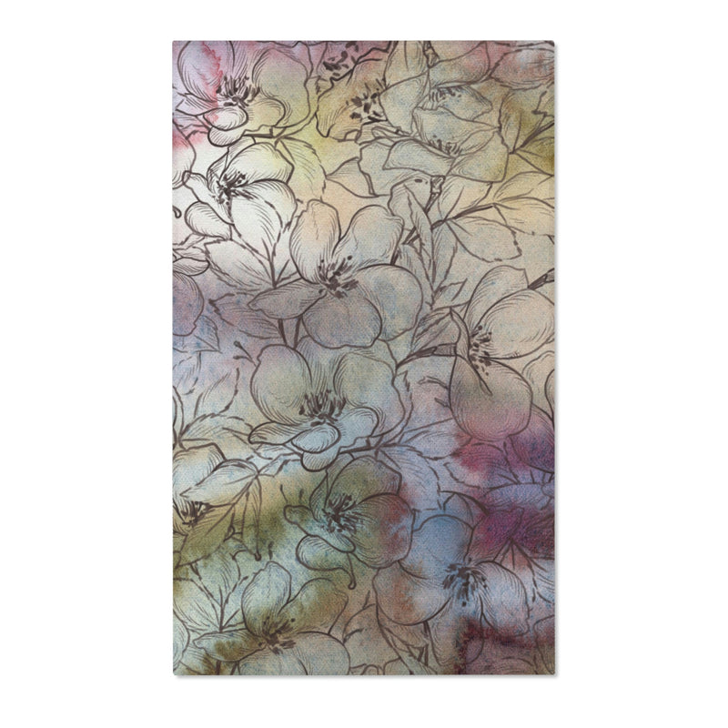 Floral Area Rug | Earthy Abstract Line Art
