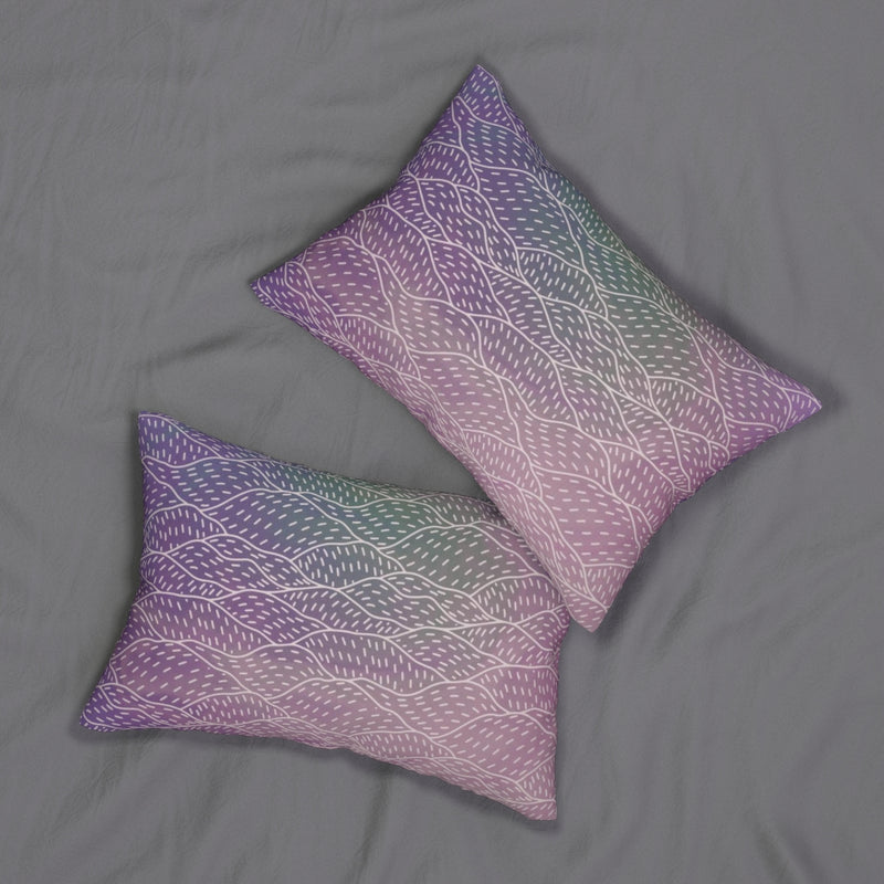 Abstract Boho Lumbar Pillow | Purple Green White