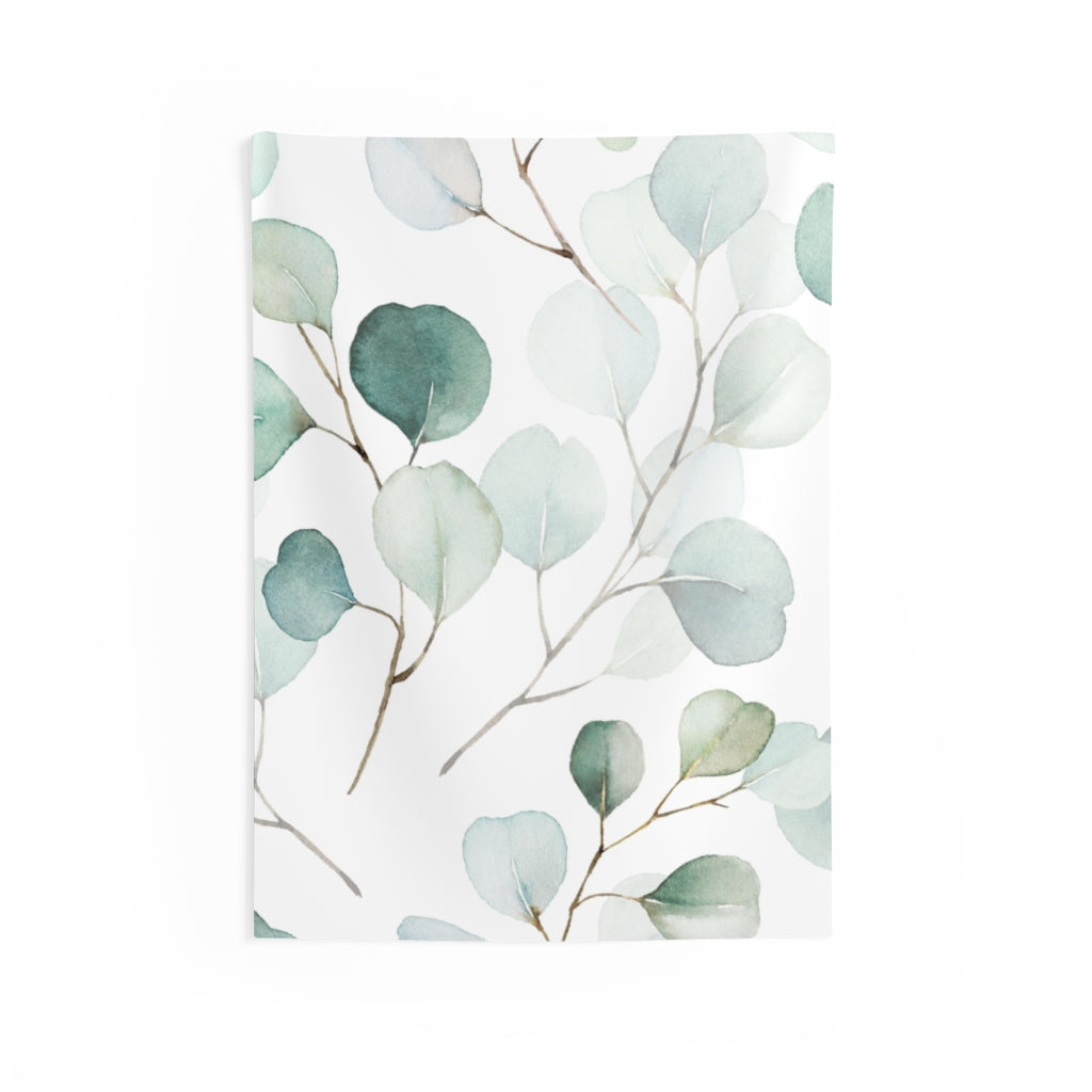 Floral Tapestry | White Green Gold Eucalyptus Leaves